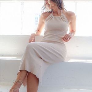 NWT Halter Rib Knit MIDI Dress